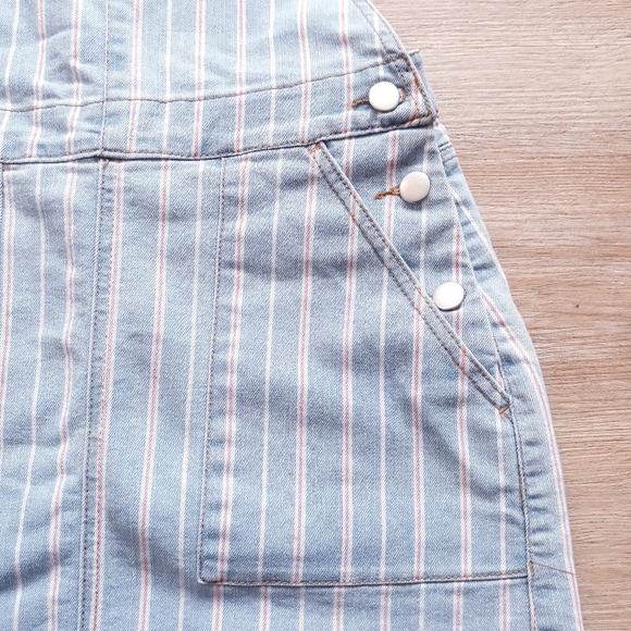 Tinseltown Denim Pinstripe Skirtall - Junior's Size Small Overalls Skirt - Picture 9 of 14